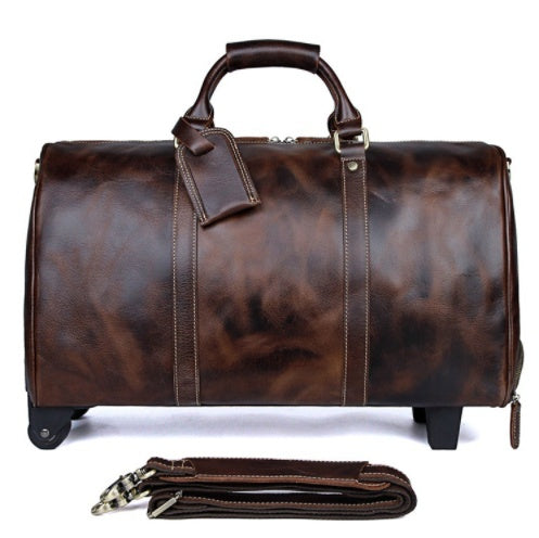 Cowhide Trolley Travel Bag