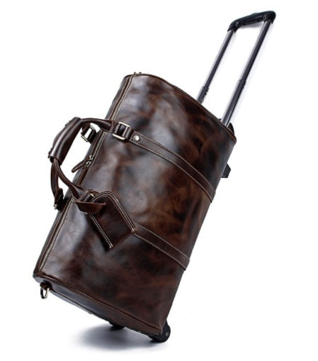 Cowhide Trolley Travel Bag