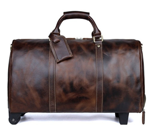 Cowhide Trolley Travel Bag